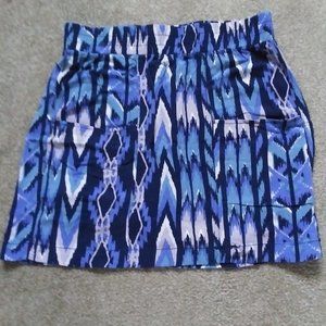 Garage Aztec Blue Skirt ,Two Front Pockets, Size Small